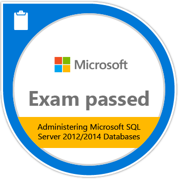 Exam 462: Administering Microsoft SQL Server 2012/2014 Databases badge
